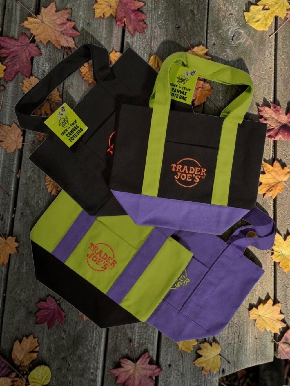 Trader Joe's Canvas Mini Tote Bag-Set Of 4